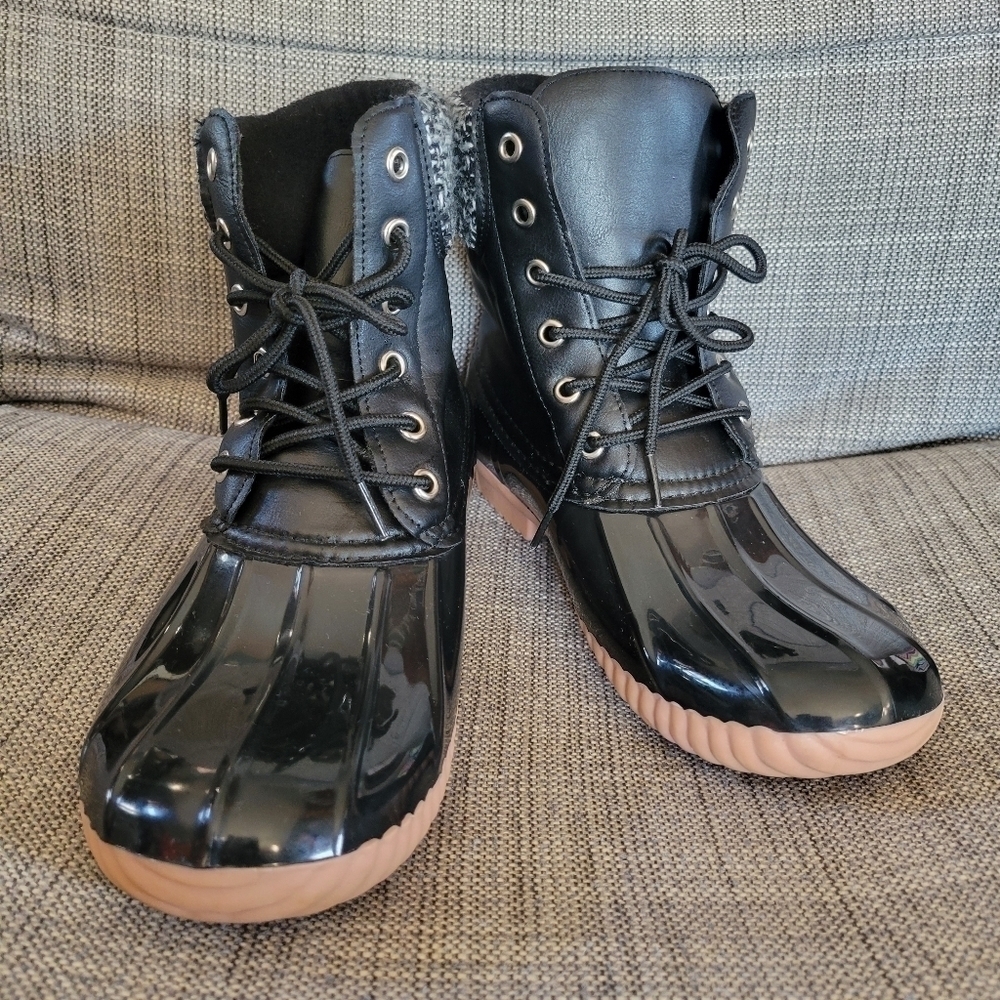 LACE up Rain Duck Ankle Boots